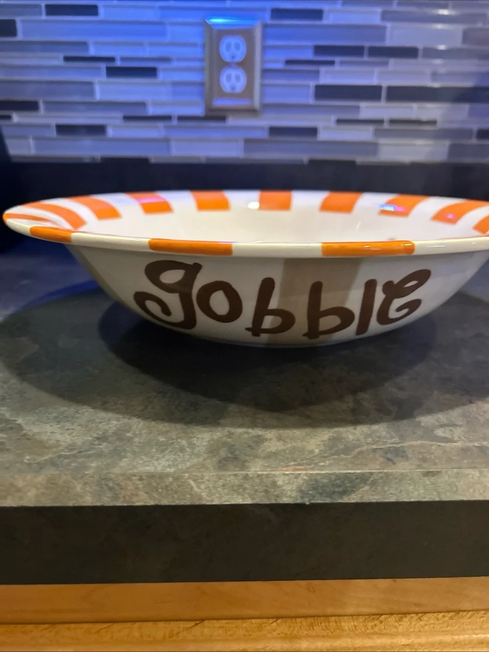 Coton Colors Orange Stripe Turkey Serving Bowl